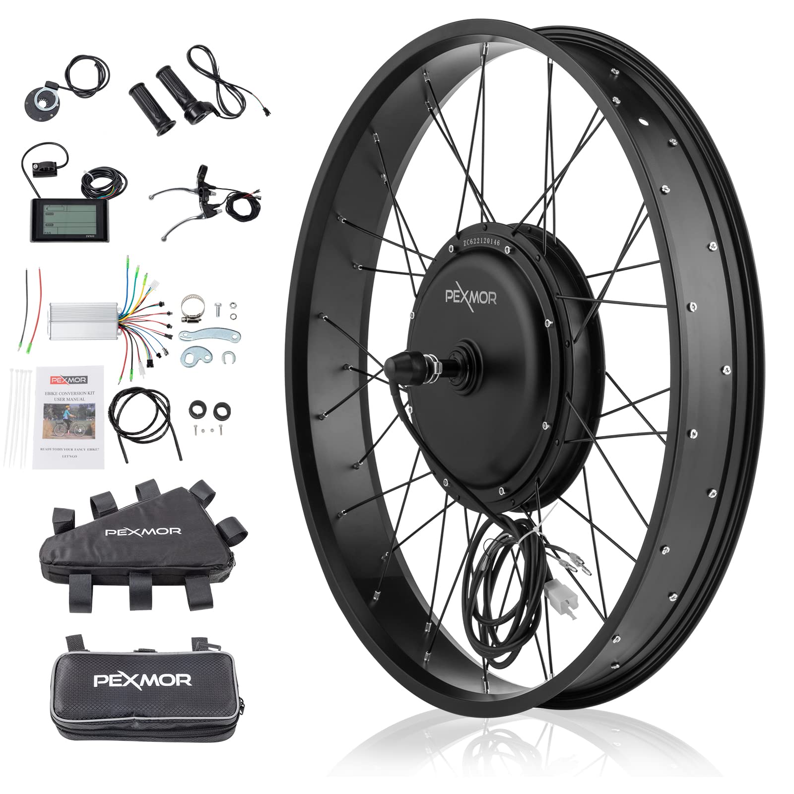 PEXMOR 48V 1200W Electric Bike 26 Fat Front Wheel Conversion Kit Pexmor