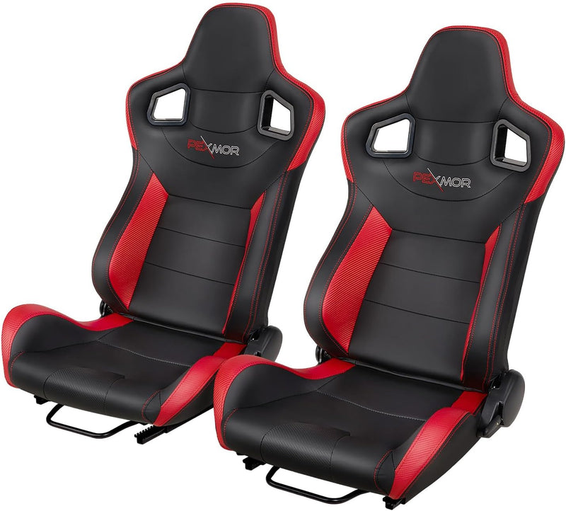 Load image into Gallery viewer, PEXMOR 2 Pieces Universal Racing Seats With PU &amp; Carbon Leather Adjustable Seats With Sliders
