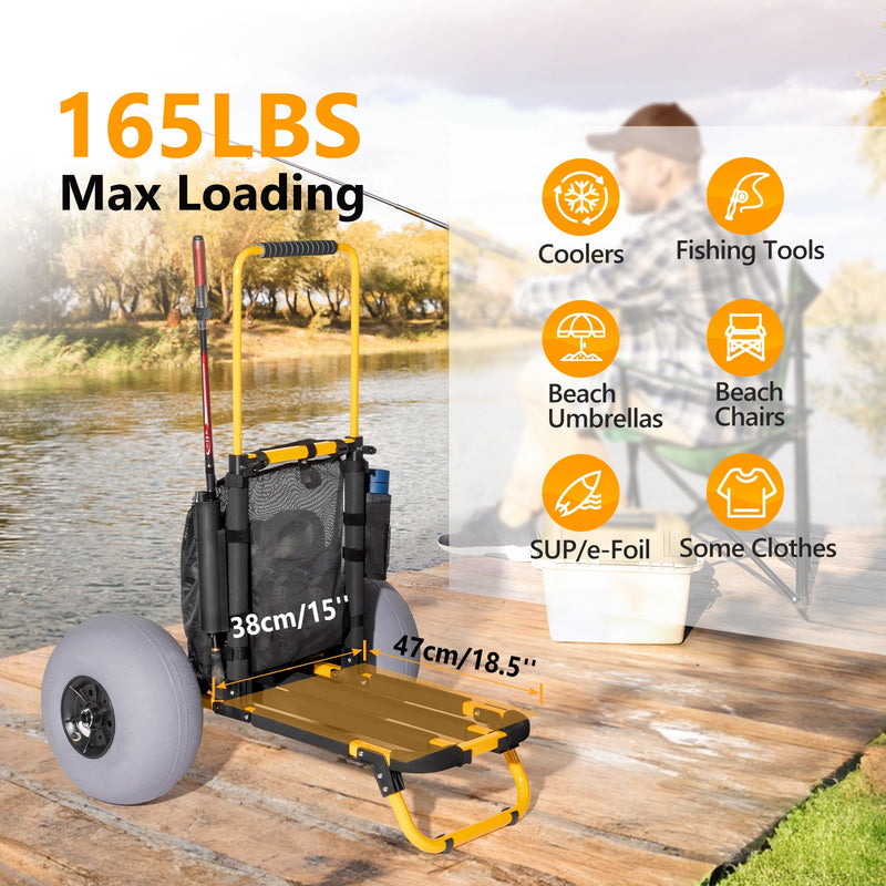 Load image into Gallery viewer, Beach Fishing Cart with 12” Big Balloon Wheels
