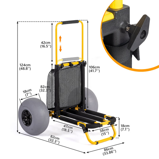 Beach Fishing Cart with 12” Big Balloon Wheels