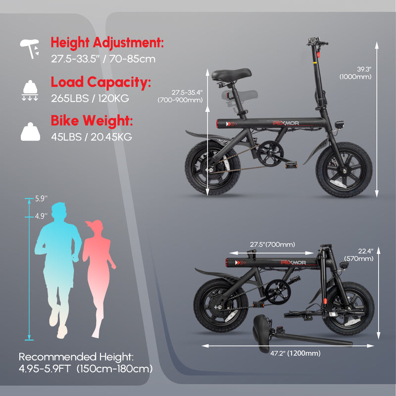 Load image into Gallery viewer, PEXMOR 14&quot; Folding Electric Bike Commuter E-Bike with 350W Motor (Peak 500W)
