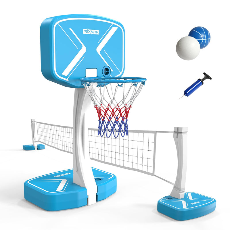 Load image into Gallery viewer, PEXMOR 2-in-1 Pool Basketball Hoop with Volleyball Net
