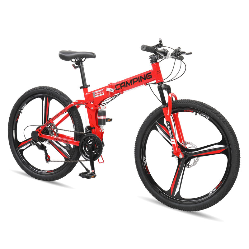 Load image into Gallery viewer, 26&quot; Foldable Mountain Bike 21-Speed Bikes for Adults with Dual Disc Brakes
