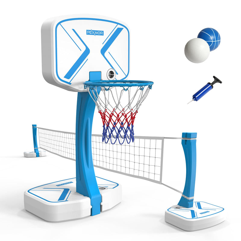 Load image into Gallery viewer, PEXMOR 2-in-1 Pool Basketball Hoop with Volleyball Net
