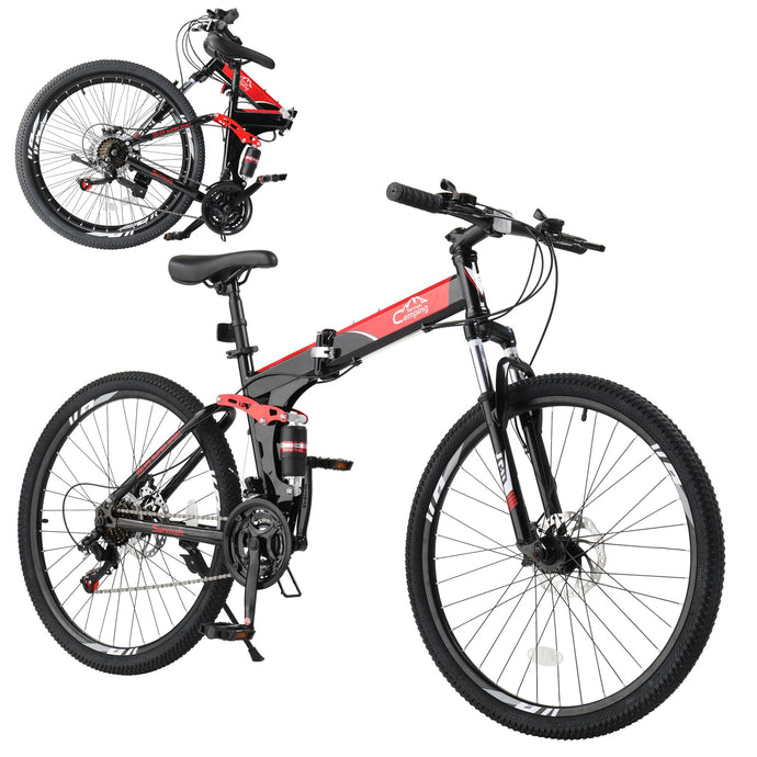 21-Speed Adult Foldable Mountain Bikes with High Carbon Steel Frame