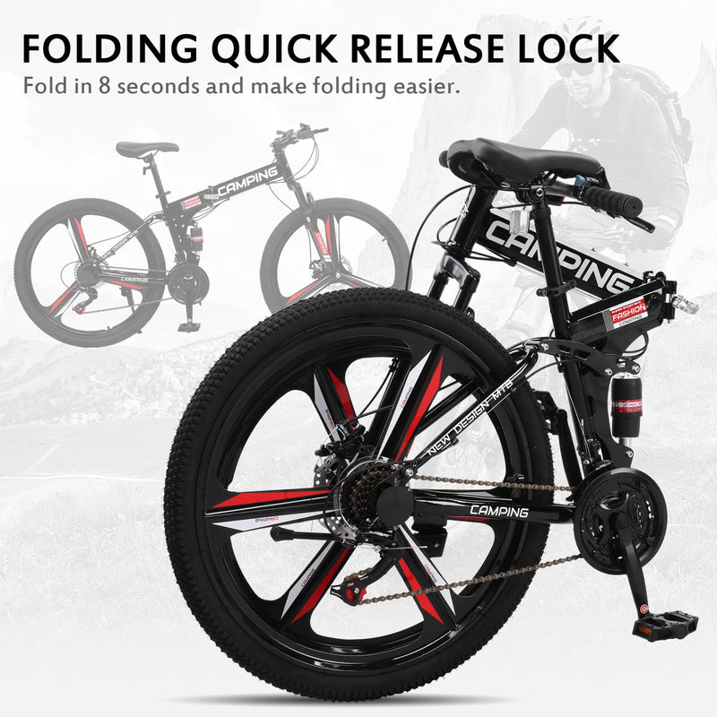 Load image into Gallery viewer, 26&quot; Foldable Mountain Bike 21-Speed Bikes for Adults with Dual Disc Brakes
