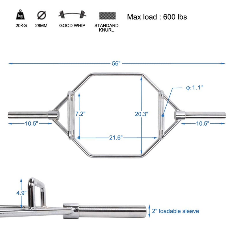 Load image into Gallery viewer, PEXMOR 56” Olympic Hex Bar 600 Weight Capacity
