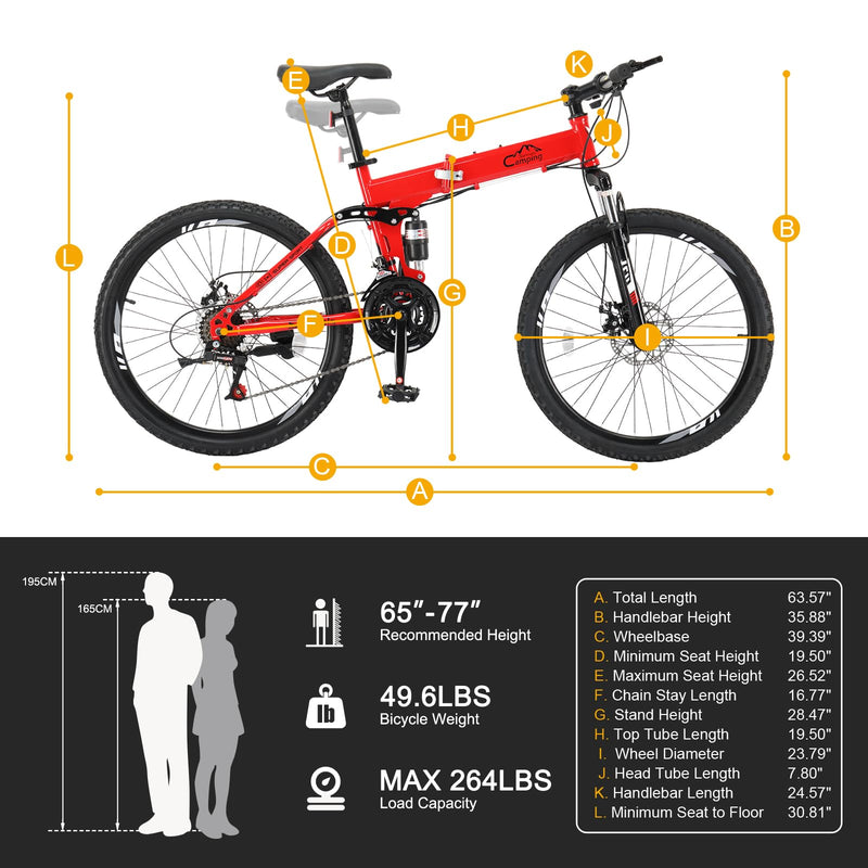 Load image into Gallery viewer, 21-Speed Adult Foldable Mountain Bikes with High Carbon Steel Frame
