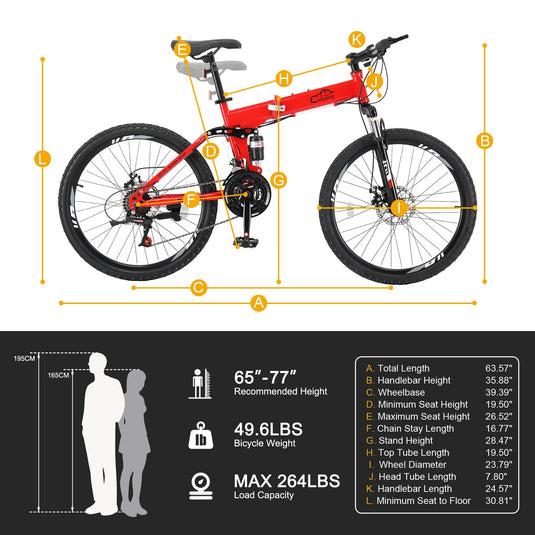 21-Speed Adult Foldable Mountain Bikes with High Carbon Steel Frame