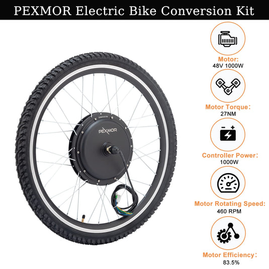 PEXMOR 26 Electric Bike Conversion Kit Front/Rear Wheel E-Bike Conversion  Kit