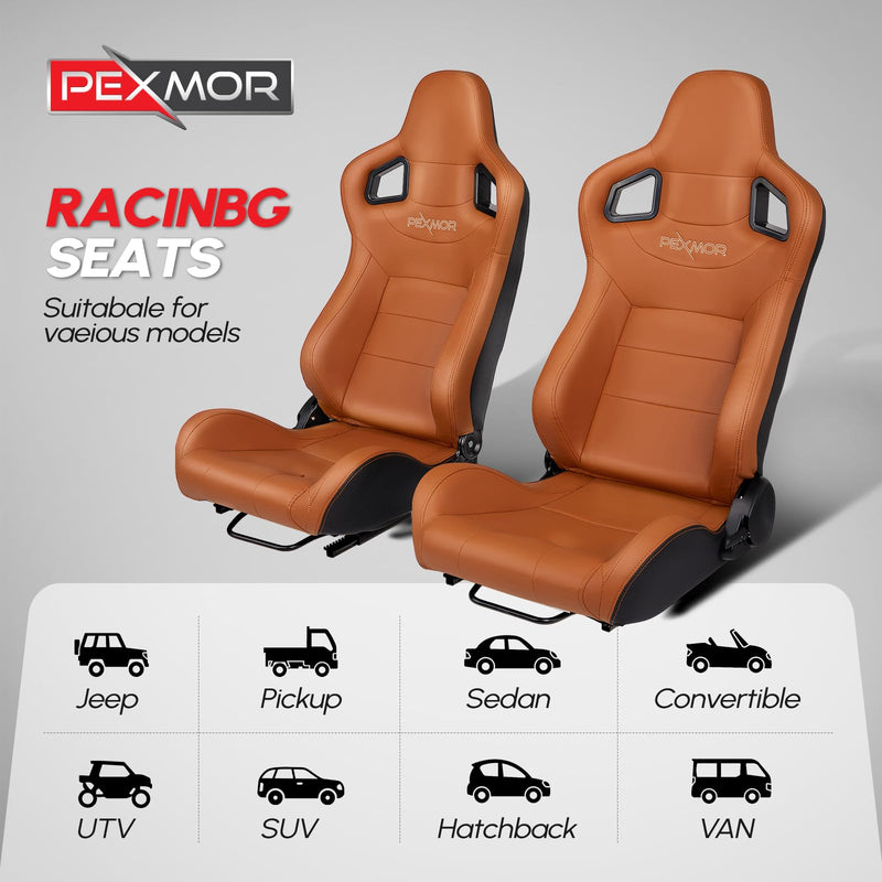 Load image into Gallery viewer, PEXMOR 2 Pieces Universal Racing Seats With PU &amp; Carbon Leather Adjustable Seats With Sliders
