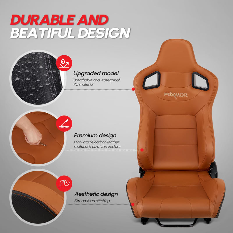 Load image into Gallery viewer, PEXMOR 2 Pieces Universal Racing Seats With PU &amp; Carbon Leather Adjustable Seats With Sliders
