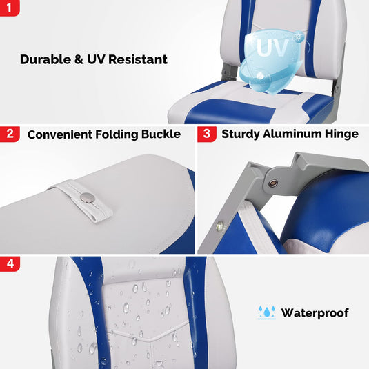Waterproof Boat Folding Seat Cover Heavy-Duty Trailerable Fishing