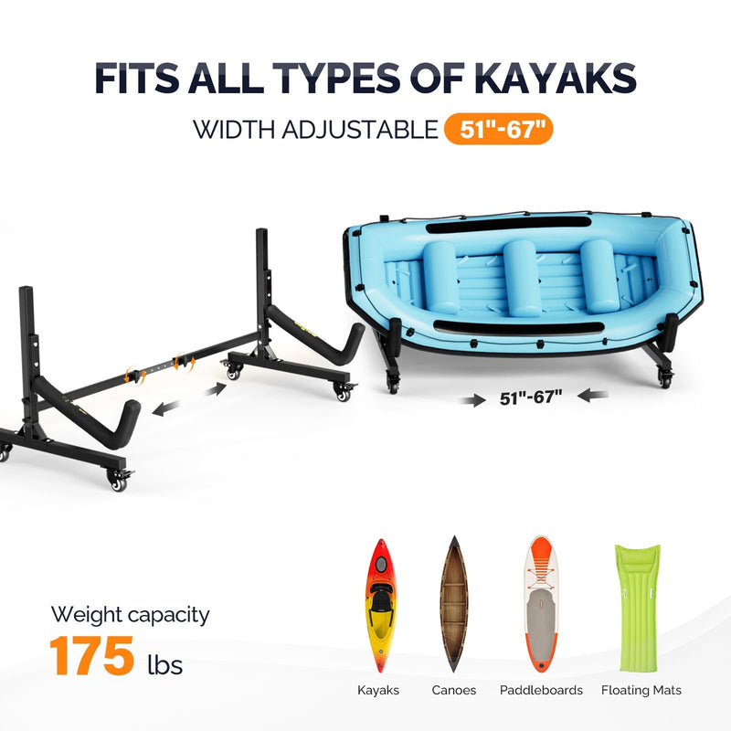 Load image into Gallery viewer, PEXMOR  Kayak Stand Freestanding Storage Rack for Kayak with Lockable Wheels
