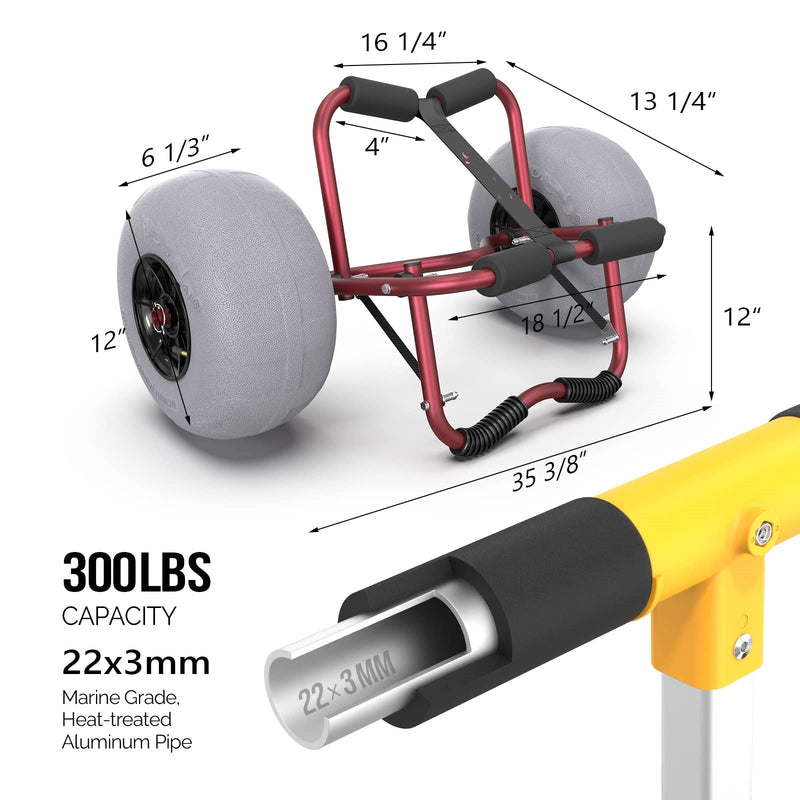 Load image into Gallery viewer, PEXMOR Kayak Cart Trolley with 12&quot; Big Beach Wheels
