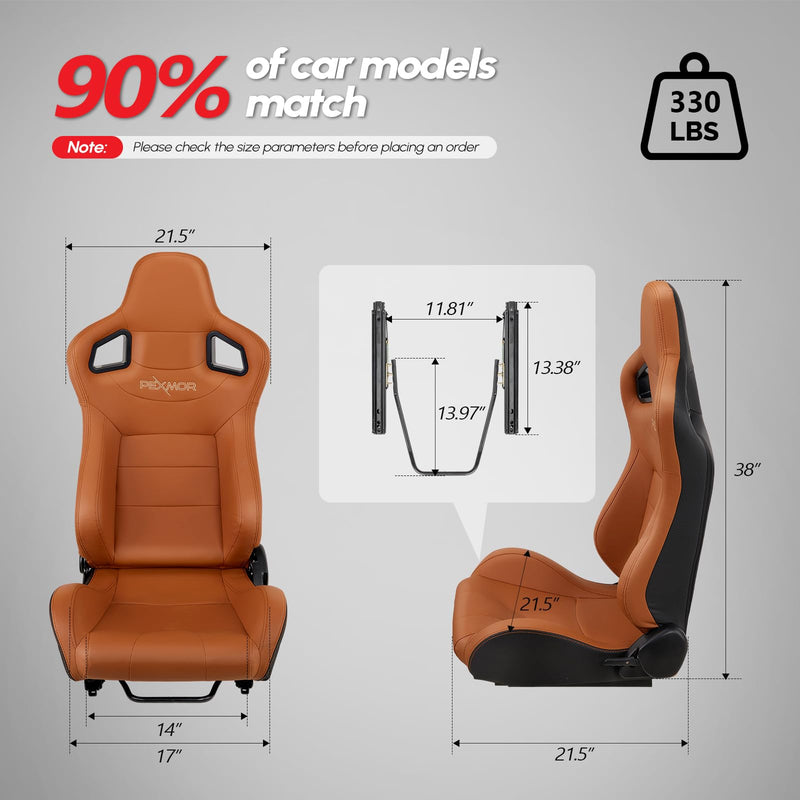 Load image into Gallery viewer, PEXMOR 2 Pieces Universal Racing Seats With PU &amp; Carbon Leather Adjustable Seats With Sliders
