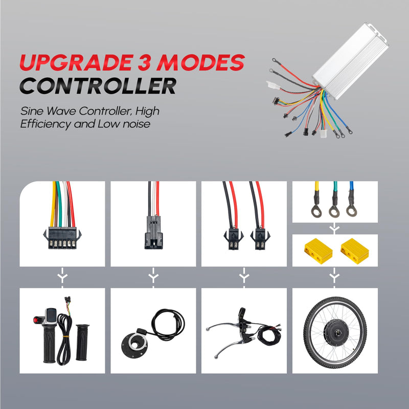 Load image into Gallery viewer, PEXMOR 26&quot; Electric Bike Conversion Kit 48V Hub Motor Wheel Kit with Battery Indicator
