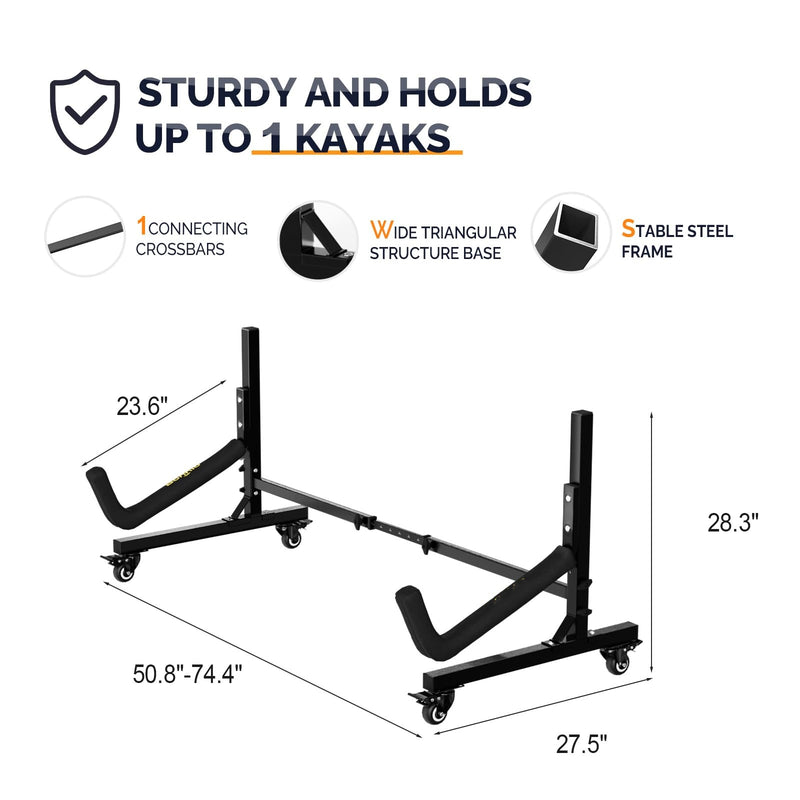 Load image into Gallery viewer, PEXMOR  Kayak Stand Freestanding Storage Rack for Kayak with Lockable Wheels
