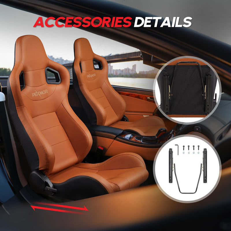 Load image into Gallery viewer, PEXMOR 2 Pieces Universal Racing Seats With PU &amp; Carbon Leather Adjustable Seats With Sliders
