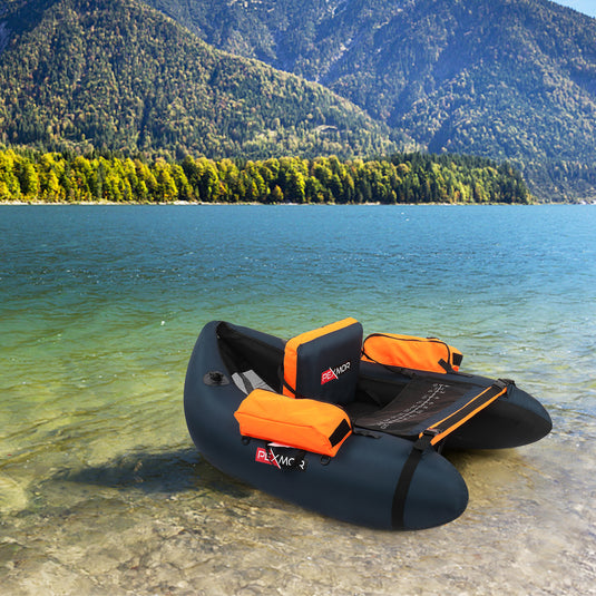 Xproutdoor Inflatable Fishing Float Tube with Adjustable Backpack Straps,  Storage Pockets, Fish Ruler, Fly Fishing Boat with Pump, Oar, Rod Holder  and