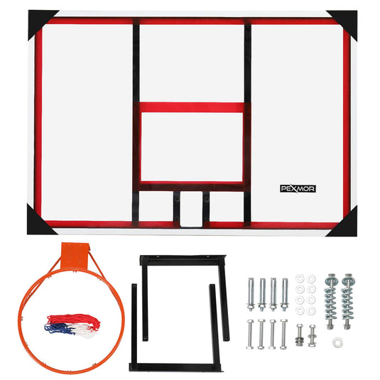 PEXMOR Wall-Mount Basketball Backboard Hoops Goals Rim Combo Kit